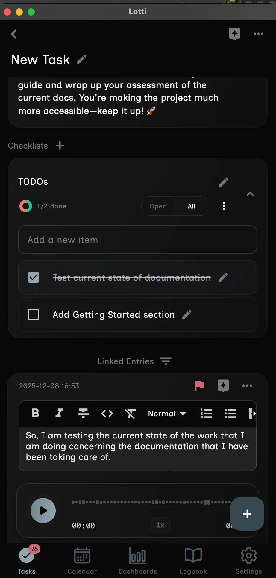 A long-form transcript rendered inline with the source recording.